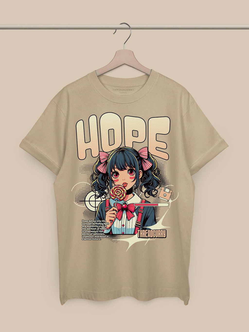 T-Shirt Oversize « Sweet Hopes » – Coton Beige