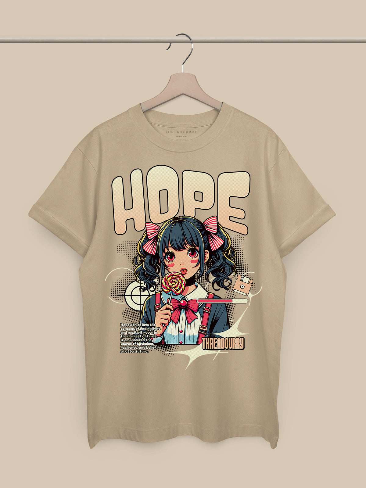 T-Shirt Oversize « Sweet Hopes » – Coton Beige