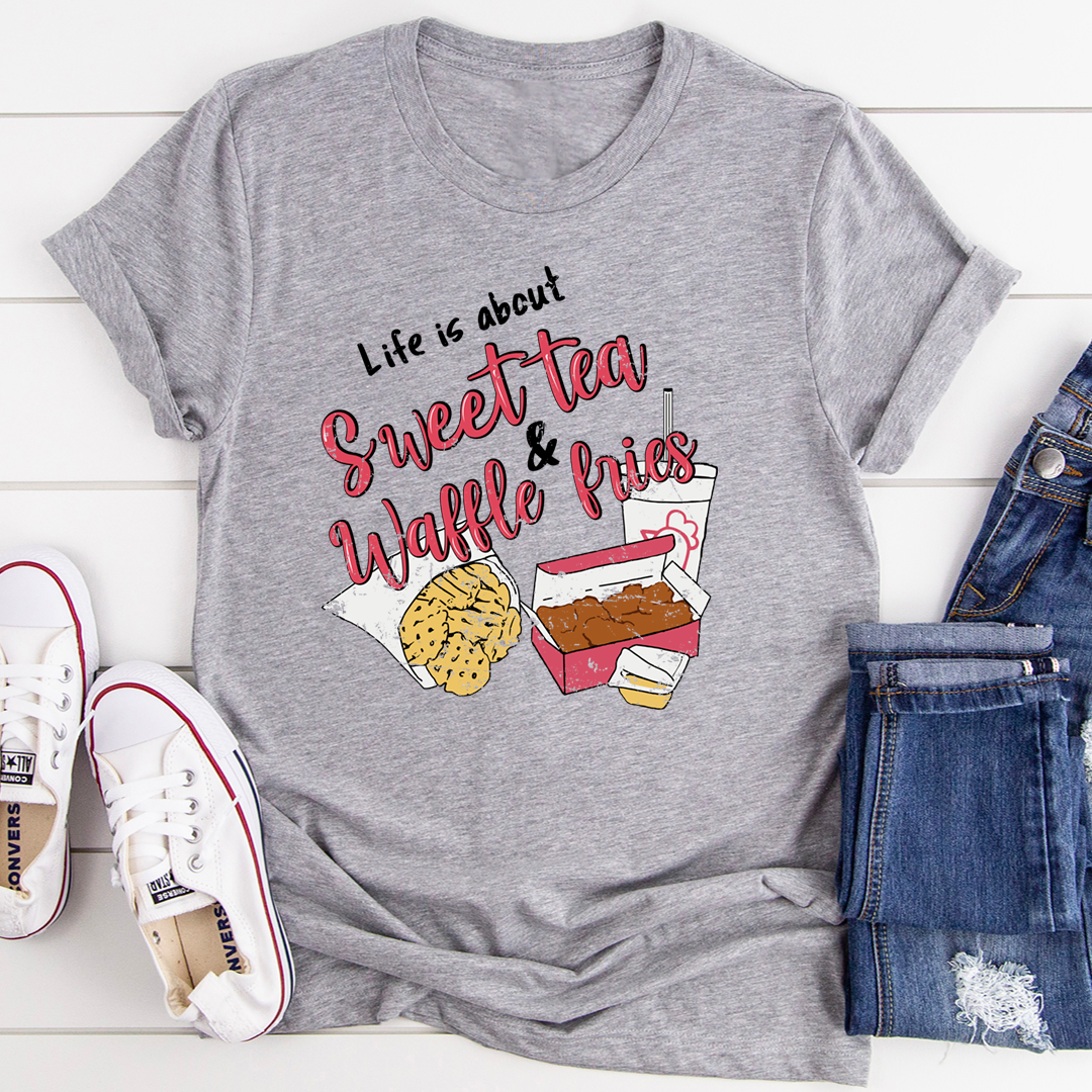 T-Shirt « Sweet Tea & Waffle Fries » – Coton Rose