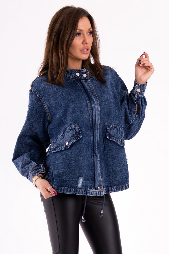 Veste Jean Pailletée – Poches Devant