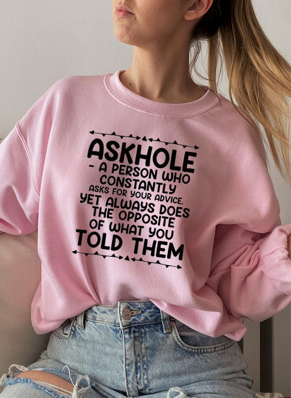 Sweat « Askhole » – Slogan, Molleton Vert Forêt