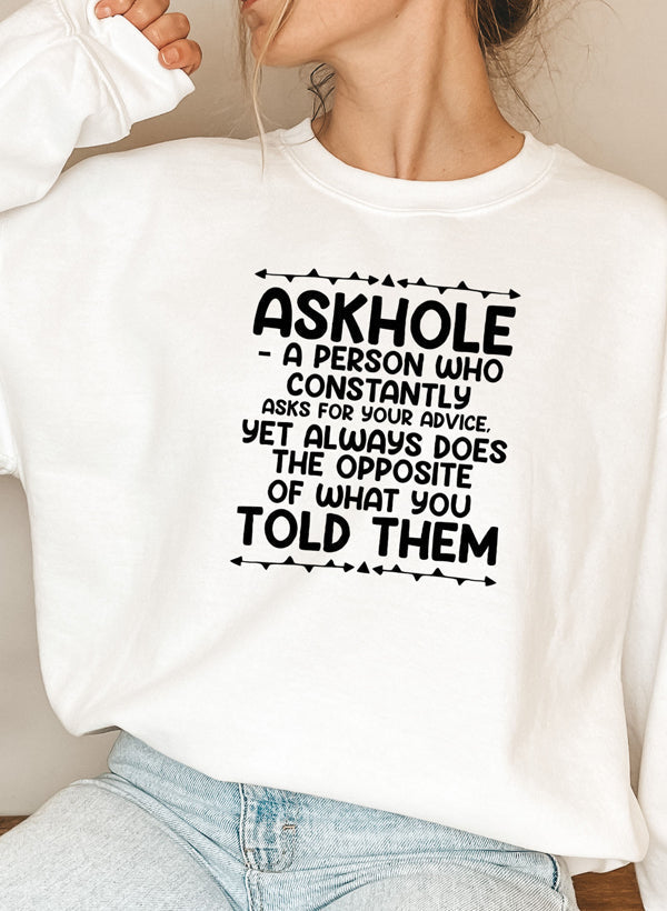 Sweat « Askhole » – Slogan, Molleton Vert Forêt