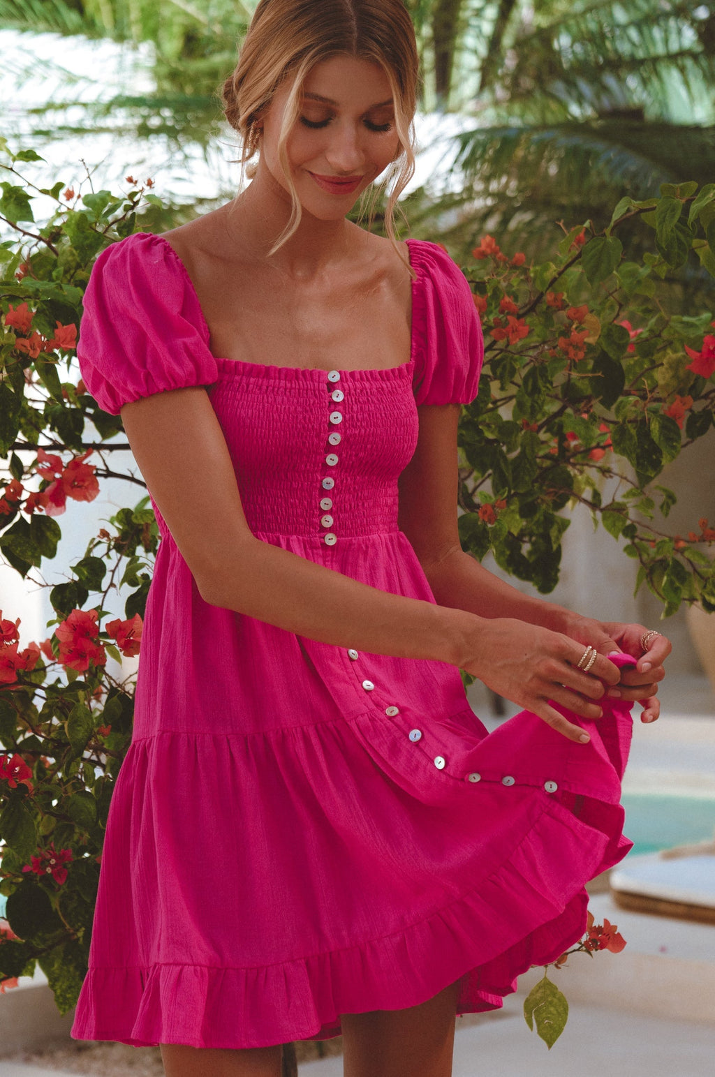 Robe Mini Lin Froissé Smockée Catalina