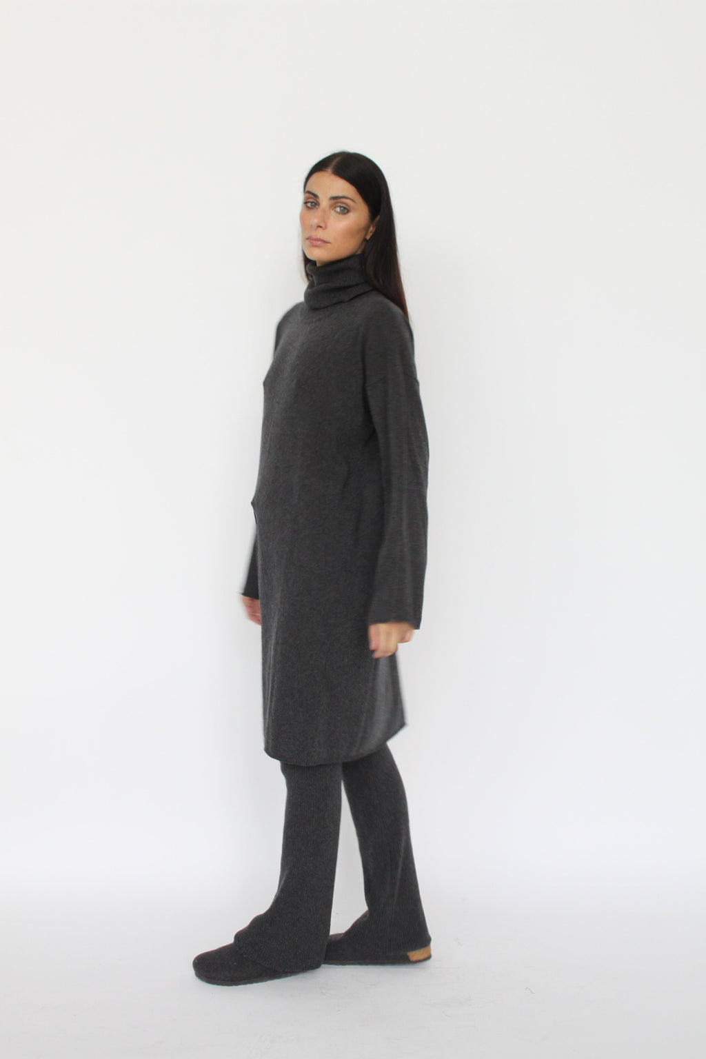 Angela Cashmere-Blend Knit Pants — Ribbed, High Waist, Soft Flare