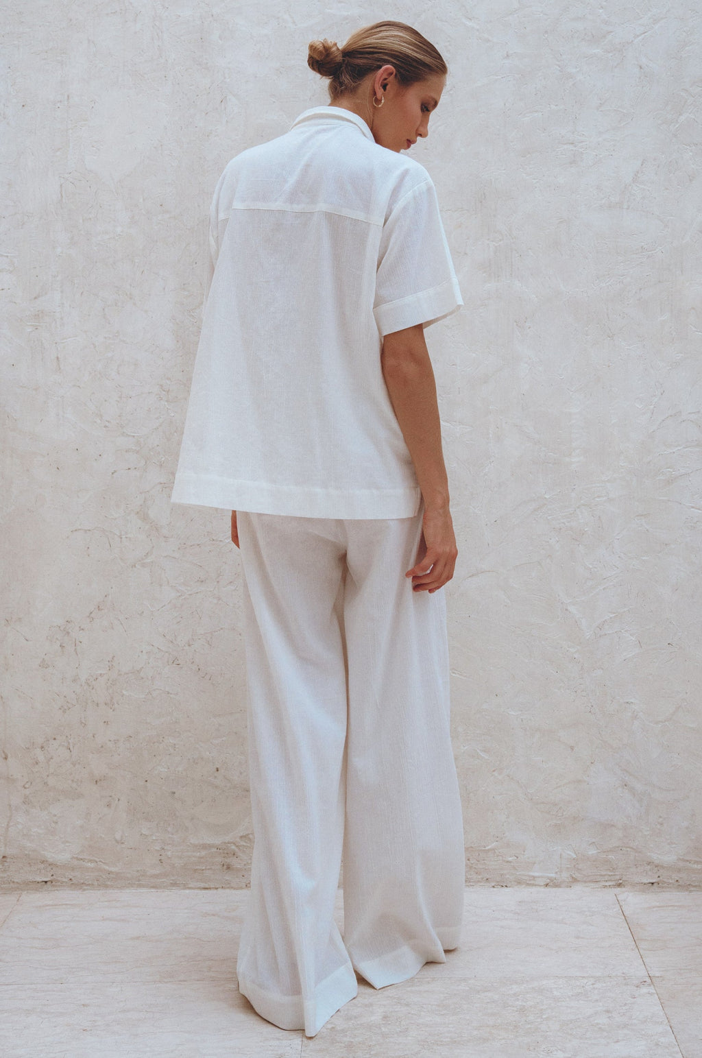 Raya Wide-Leg Linen Pants — Crinkle Linen, High Elastic Waist
