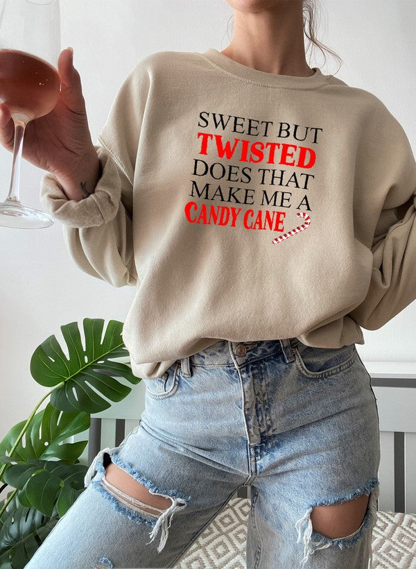 Sweat « Sweet But Twisted – Candy Cane » – Vert Forêt