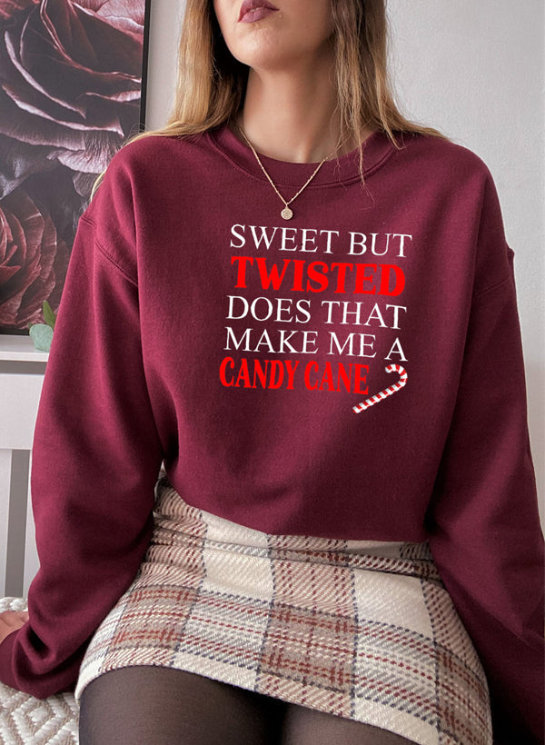 Sweat « Sweet But Twisted – Candy Cane » – Vert Forêt