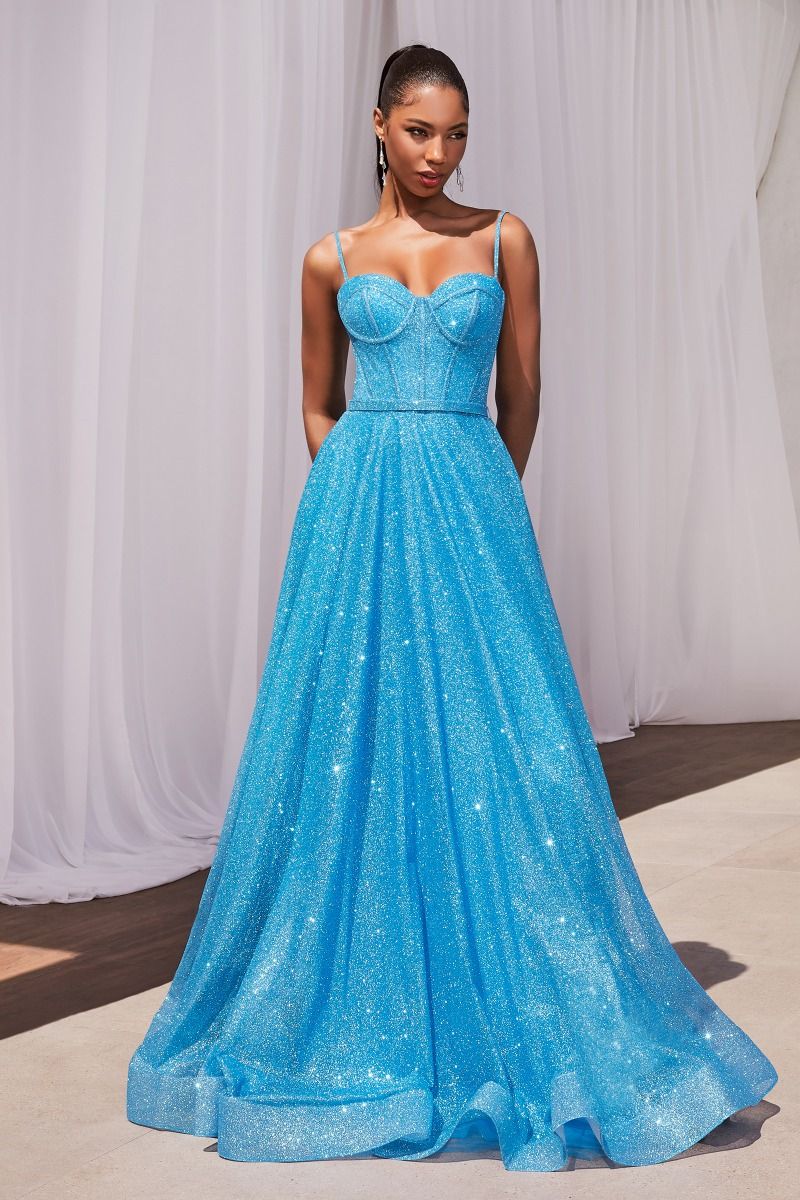 Robe de Bal Pailletée – Corsage Baleiné et Bretelles Fines