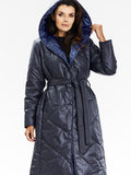 Manteau Long à Capuche Awama – Ceinture et Doublure Ciel Étoilé