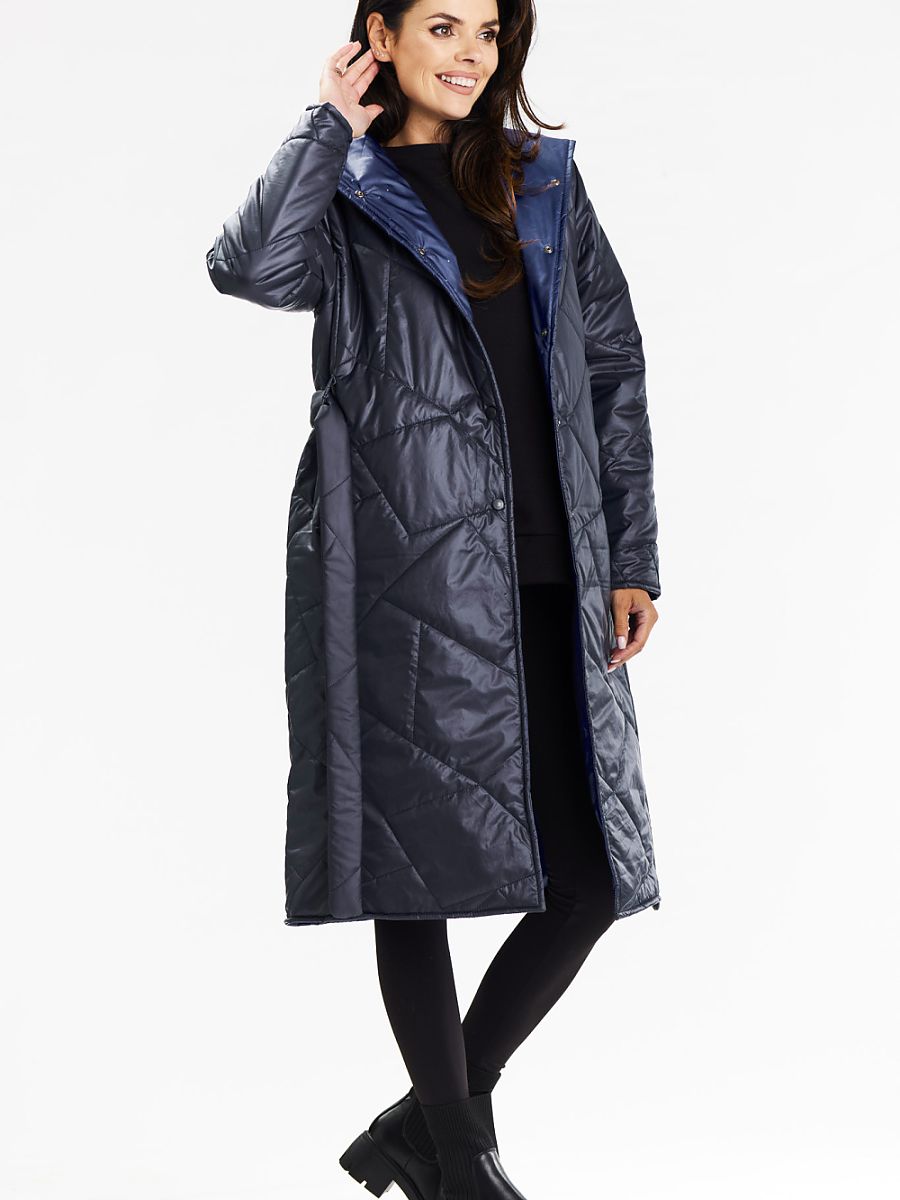 Manteau Long à Capuche Awama – Ceinture et Doublure Ciel Étoilé