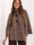 Manteau Court à Carreaux Italy Moda – Col Montant