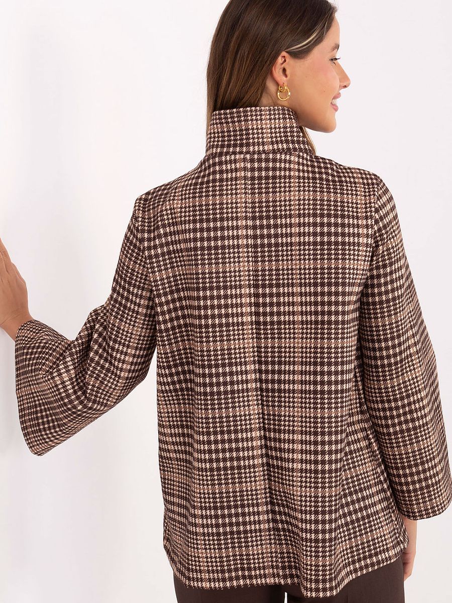 Manteau Court à Carreaux Italy Moda – Col Montant