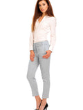 Cabba Grey 7/8 High-Rise Trousers — Zip Fly, Stretch Cotton