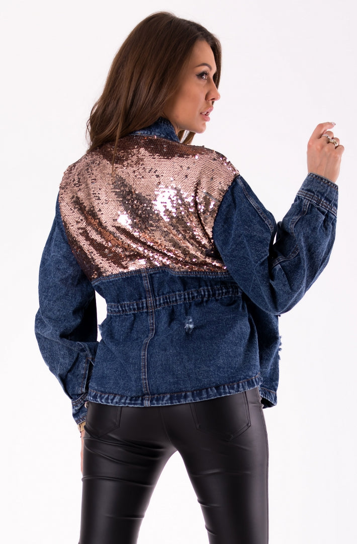 Veste Jean Pailletée – Poches Devant
