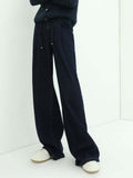 High-Waisted Straight-Leg Jeans — Navy