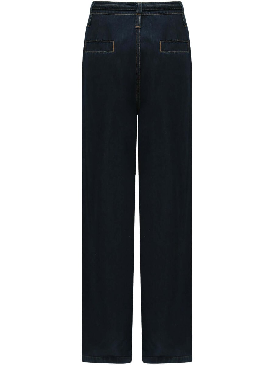 High-Waisted Straight-Leg Jeans — Navy