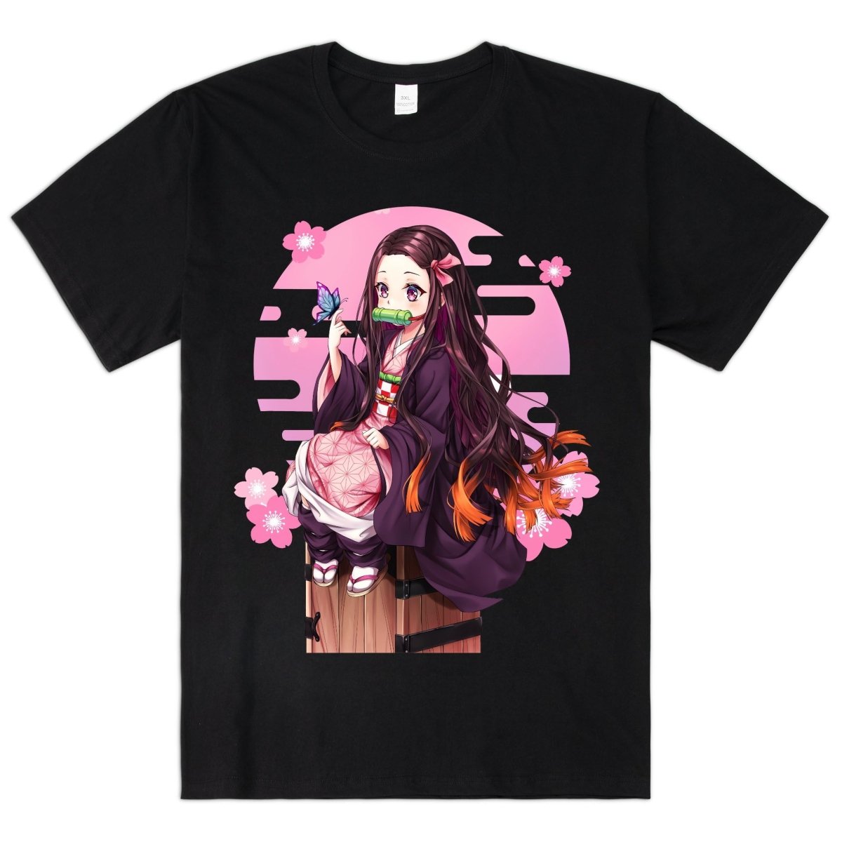 T-Shirt Demon Slayer Nezuko Pose Kawaii – Coton Noir