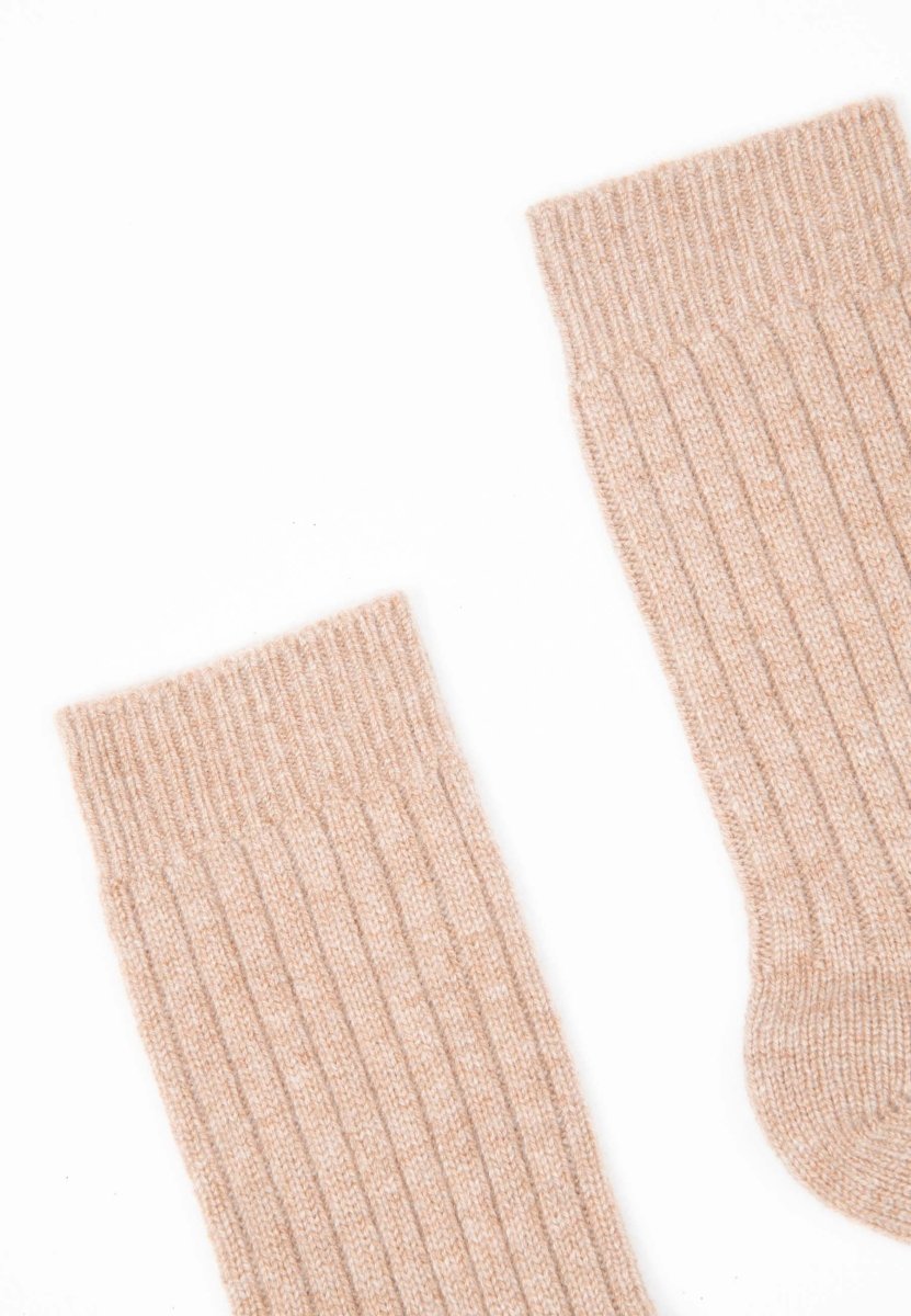 Chaussettes femme en cachemire 4 fils camel - UNI 12-2