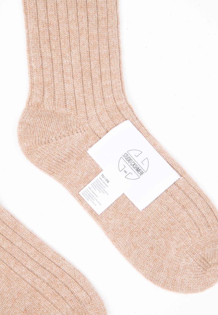 Chaussettes femme en cachemire 4 fils camel - UNI 12-1